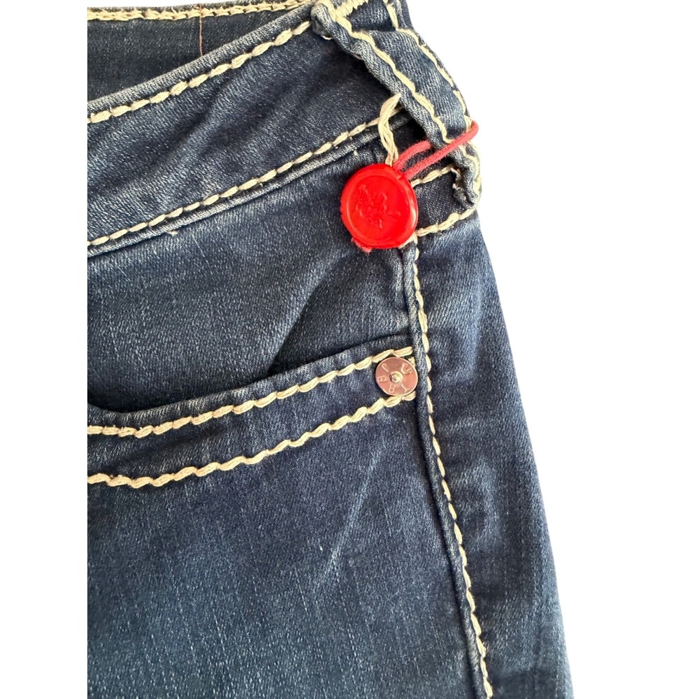 True Religion Section Skinny Jeans Dark Wash White Super T Stitching Womens 30 - Picture 9 of 13
